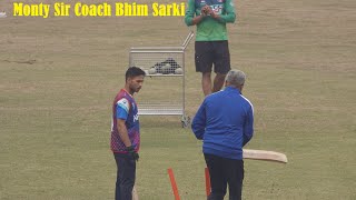 Nepal Cricket Team Training for ICC League 2  Monty Sir Coach Bhim Sarki in batting [upl. by Dnaloy345]