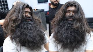 10 YEARS BEARD Homeless Man Insane Transformation [upl. by Ahoufe]