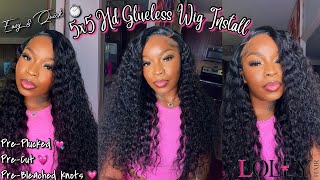 5x5 GLUELESS SIDE PART CLOSURE WIG INSTALL TUTORIAL Beginner Friendly  FtLolly Hair [upl. by Ferdinanda151]