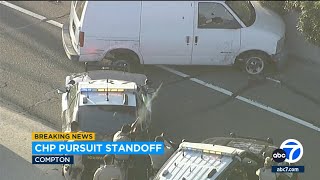 Compton standoff chase on 91 Freeway ends with suspect in custody [upl. by Marjy]