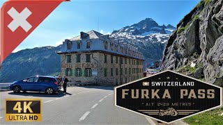 DRIVING the FURKA PASS DESCENT Canton of Valais Swiss Alps SWITZERLAND I 4K 60fps [upl. by Naitsihc]