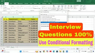 Interview question and answers  Excel में Use Conditional Formatting  Ms excel [upl. by Caraviello517]