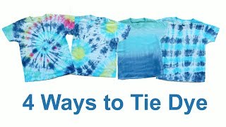 4 Ways to Tie Dye  Bullseye Swirl Stripe and Ombre [upl. by Pheni]