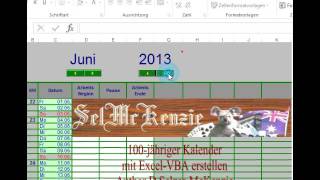 100jährigen Kalender mit Excel VBA erstellen [upl. by Chelsea841]