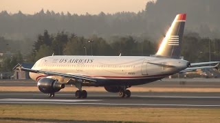 US Airways N103US A320 Takeoff Portland Airport PDX [upl. by Hynes]