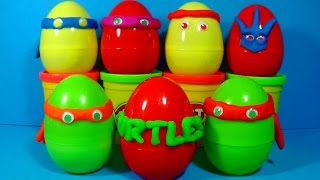 Play Doh Ninja TURTLES surprise eggs unboxing Splinter Shredder Leonardo Raphael Donatello eggs [upl. by Eileek]