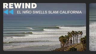 Surfline Cams Highlight Big El Nino Swell Slamming California [upl. by Selinda857]