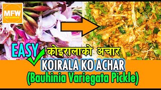 Easy Koirala ko Achar Bauhinia Variegata Pickle Recipe  MyFoodWorld MFW [upl. by Sirtimed862]