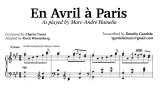 En Avril À Paris by MarcAndré Hamelin Piano Transcription [upl. by Irianat]