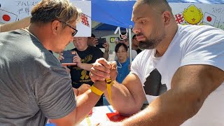 日本ヘビー級の精鋭達が束になって世界一に挑んだ【levan saginashvili sparring with japanese armwrestler in Yoyogi Park Tokyo】 [upl. by Magbie308]