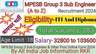 Group 3 Notification Out  Mp Sub Engineer Exam 2024 Rulebook Out Mp Sub Engineer Full Notification [upl. by Septima]