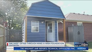 MakeAWish Foundation gives Centerton child her very own sheshed [upl. by Harak225]