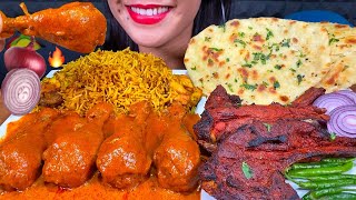 ASMR SPICY CHICKEN BIRYANI TANDOORI LAMB BUTTER CHICKEN GARLIC NAAN MUKBANG MASSIVE Eating Sounds [upl. by Akeit]