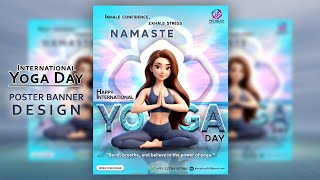 Yoga Day Poster Design In Photoshop  Yoga Day Banner Design  Yoga Day Social Media Post Design [upl. by Amalle971]