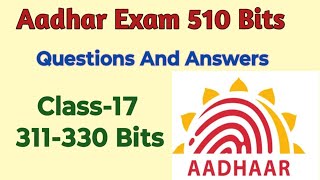 Aadhar Questions and Answers for Operator Supervisor ExamAadhar 510 Bits for Exam [upl. by Nylzzaj]