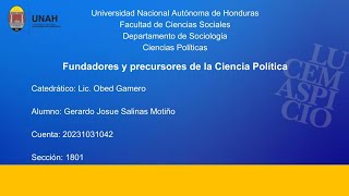 Fundadores y precursores de la ciencia politica [upl. by Anoik495]