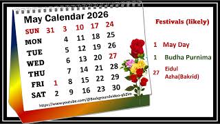 May Calendar 2026 maycalender2026 [upl. by Latia522]