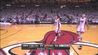 Heats Mike Miller makes a 3 pointer with 1 shoe  Game 6 NBA Finals 6182013  nbafinals [upl. by Mortie515]