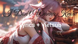 I Dont Wanna Know  SOMMA ft Brenda Mullen  Lyrics  Vietsub [upl. by Gnaht]