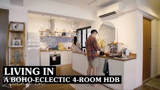 Inside A 35000 Dreamy BohoEclectic 4Room HDB Home  Charming Open Shelving Kitchen [upl. by Joachim833]