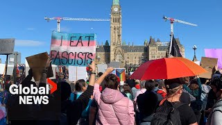 Protests held across Canada over schools gender diversity policies [upl. by Thesda]