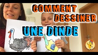 Comment dessiner une DINDE très facile  dessin pour enfant [upl. by Penni]