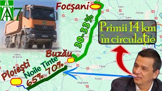 Autostrada A7 Ploiești  Buzău  Focșani Stadiul Lucrărilor și primii 14 km în circulație [upl. by Ykcub157]