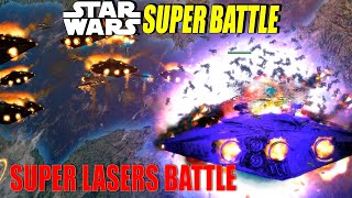 Red Eye Superlaser ship Fleet vs Resurgent Star Destroyer Fleet  Star Wars Empire at War [upl. by Atteuqaj]