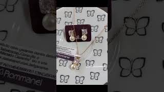 Conjunto da rommanel banhado a ouro 18k com cristais e pérolas sintéticas 😍 rommanel music love [upl. by Ferdie943]