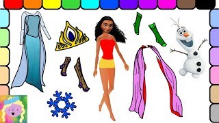 Dress Moana Up In Elsas Clothes And Learn Names Of Clothes [upl. by Nidya804]