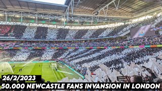 50000 NEWCASTLE FANS INVANSION IN LONDON  Manchester united vs Newcastle united 2622023 [upl. by Tad]