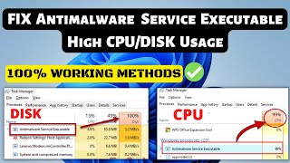 FIX Antimalware Service Executable High CPU RAM amp DISK USAGE On Windows 1110 [upl. by Clarisse303]