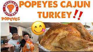 POPEYES CAJUN TURKEY REVIEW  COOKING WITH US [upl. by Rabbi130]