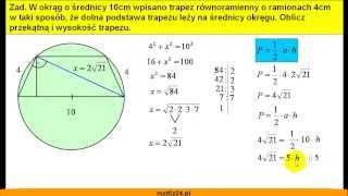 Oblicz przekątną i wysokość trapezu  Zadanie  Matfiz24pl [upl. by Ruthi]