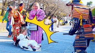 48 SAMURAI Mannequin Prank in Kyoto Japan  Japanese shogun prank for traveler at Kiyomizu Temple [upl. by Shatzer]