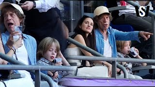 Mick Jagger Melanie Hamrick and look son Deveraux on the penultimate day of the Olympics in Paris [upl. by Cung]