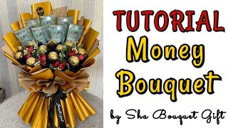 Money Bouquet Tutorial ll buket uang ll Cara buat bouquet duit 7 keping dengan Coklat fererro rocher [upl. by Awjan997]