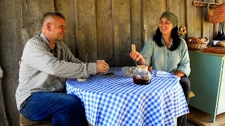 Cooking a rustic dinner over a campfire Simple life of a family in a remote village [upl. by Aenyl]