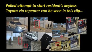 Failed attempt to start residents keyless Toyota via repeater can be seen in this clip [upl. by Aivilys656]