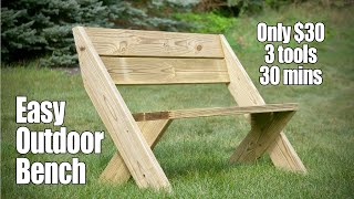 30 Outdoor Bench with Back from 2x6s Only 3 Tools and 30mins [upl. by Eiramanin]