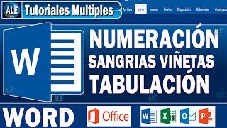 NUMERACION LISTAS  SANGRIA VIÑETAS TABULACION En Word [upl. by Egroej]