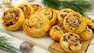 3 Puff Pastry Pinwheel Recipes  Holiday Appetizers [upl. by Rettuc401]