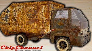 1960s Tonka Sanitary Systems Garbage Truck Toy Restoration [upl. by Anol330]