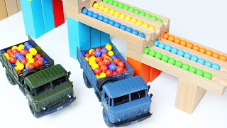 Marble Run ASMR 10 Handmade Wave Tracks with Dump Trucks Colorful Balls Satisfying Toy [upl. by Gatias857]