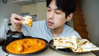 Butter Chicken amp Garlic Naan  MUKBANG [upl. by Eicaj]