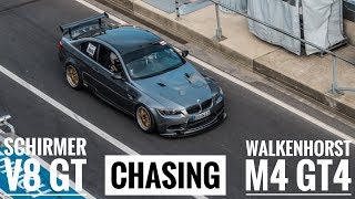 Street legal SCHIRMER E92 M3 chasing Knuffi BMW M4 GT4 racecar  VLN practice [upl. by Maxie]