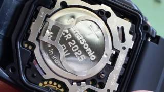 How To Change CASIO DataBank Calculator DBC321ACB 2888 Wrist Watch CR2025 Battery Full HD 2017 [upl. by Worra]