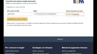 Amazon come collegare il conto bancario per i pagamenti [upl. by Favien]