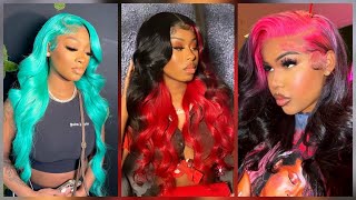 Colored Wig Install Compilation  Hair Dye and Install for Black Women [upl. by Ebbarta]