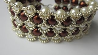 Beaded Bracelet with 8mm and 6mm Glass Pearl  Бисерный Браслет из 8мм и 6мм жемчуга [upl. by Acireit219]